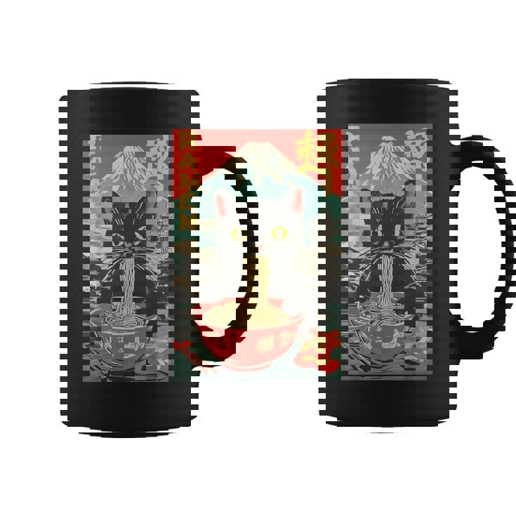 Vintage Cat Ramen Anime Cat Japanese Graphic Coffee Mug