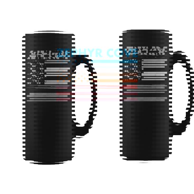 Vintage Sunset American Flag Zephyr Cove Nevada Graphic Print Coffee Mug