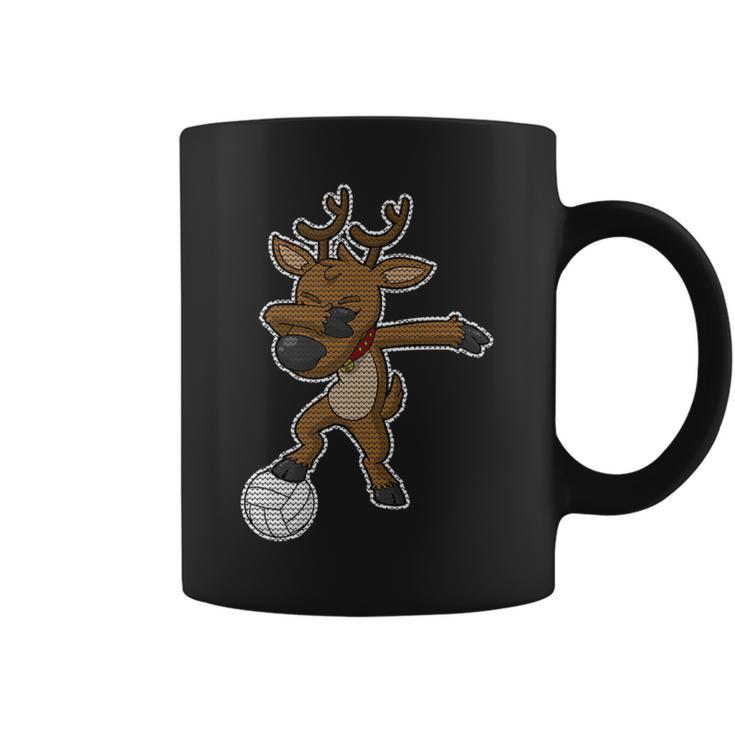 Volleyball Dabbing Reindeer Christmas Knit Pattern Dab Premium Graphic Print Coffee Mug