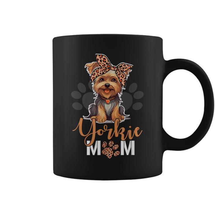 Yorkie Mom Yorkshire Leopard Dog Lovers Día De La Madre Taza de café