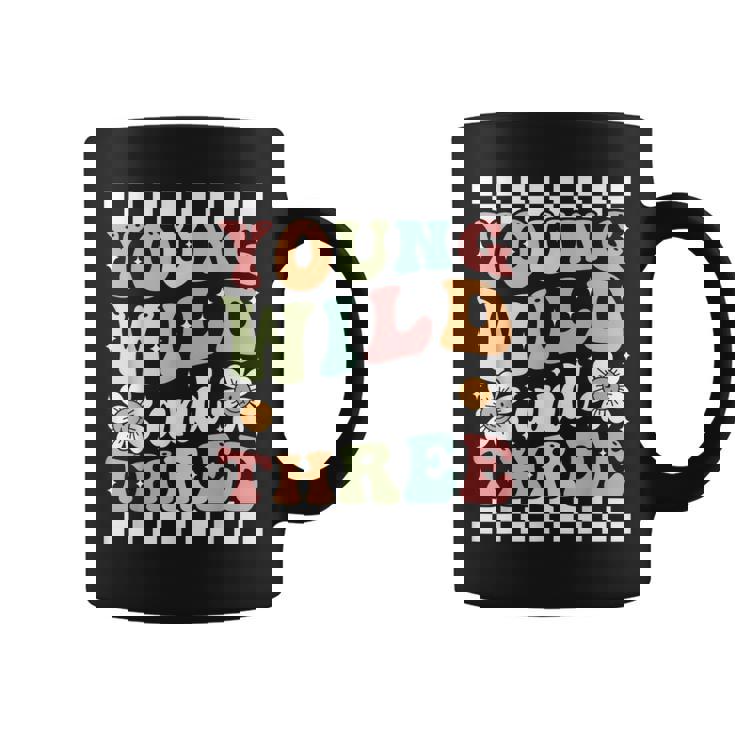 Young Wild And Three Cute Daisy Groovy 3Rd Birthday Party Coffee Mug