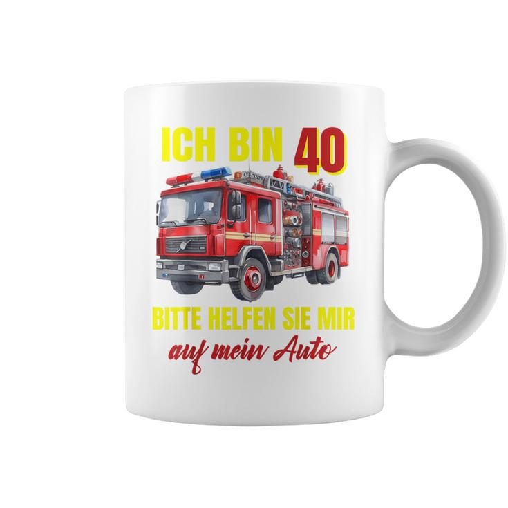 40Th Birthday Man Woman Fire Brigade Blue Tassen