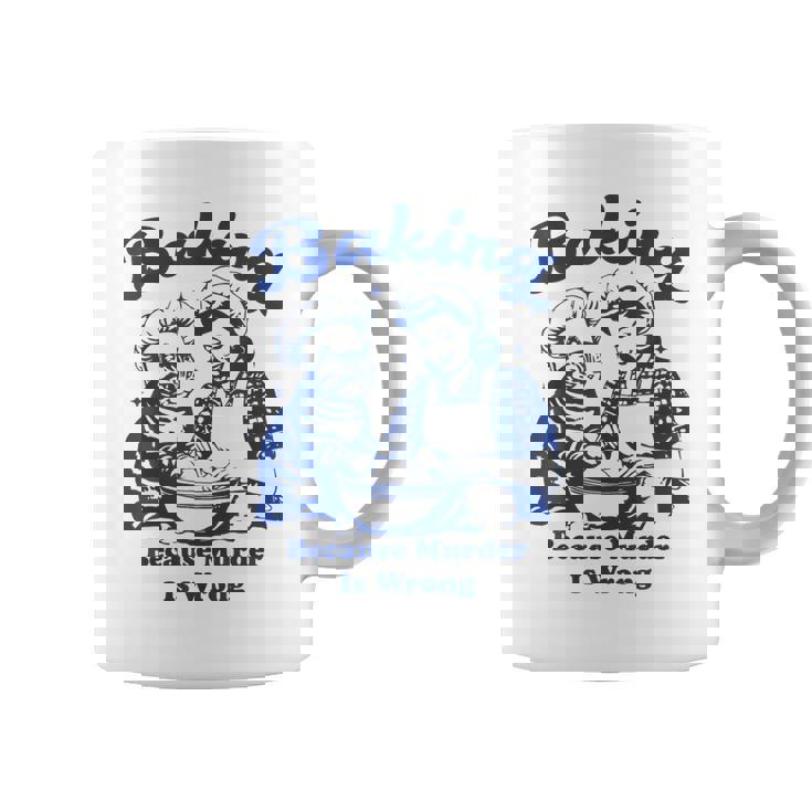 Baking Because Murder Is Wrong Women Baking With Cat Graphic Print Coffee Mug