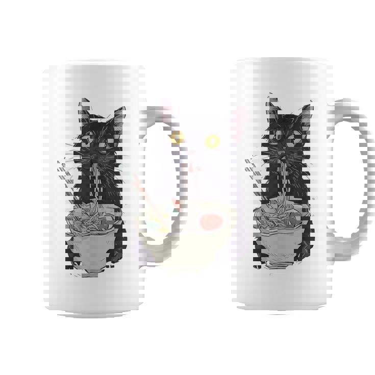 Cat Eating Ramen Vintage Japanese Noodles Coffee Mug