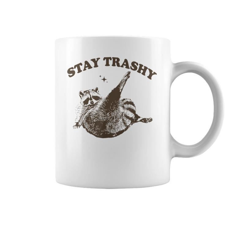 Raccoon Stay Trashy Fun Meme Gray Tassen