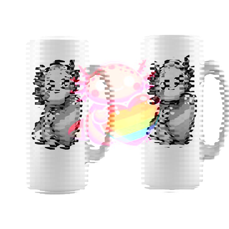 Gay Pride Axolotl Heart Rainbow Flag LGBT Women Girls Kids Graphic Print Coffee Mug