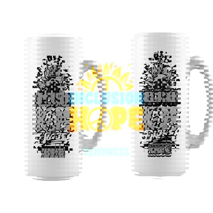 Kindness Peace Equality Love Inclusion Diversity Sunflower Graphic Print Coffee Mug