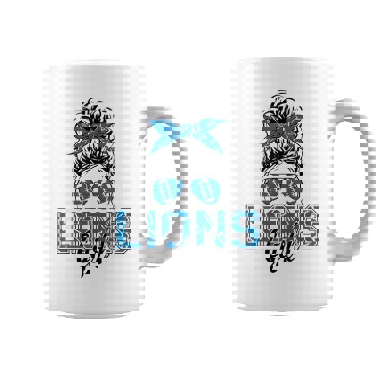 Lions Girl Messy Bun Sports Fan Team Coffee Mug