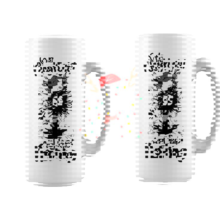 On The Naughty List I Regret Nothing Cat Christmas Lights Graphic Print Coffee Mug