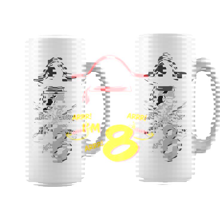 Niños Tengo 8 Cumpleaños Chicos Piratas 8º Cumpleaños Pirata Taza de café