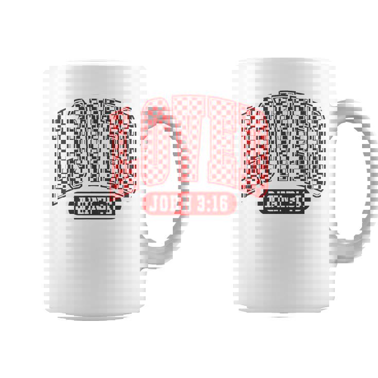 Retro Checked Christian Valentines Loved 3 Coffee Mug