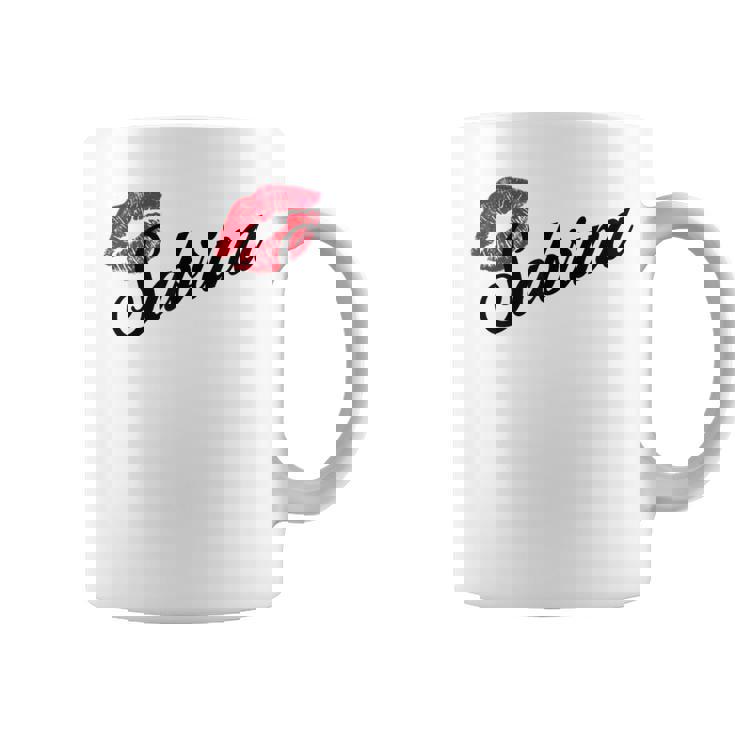 Sabrina Bold Red Lips Personalized Name For And Girls Coffee Mug
