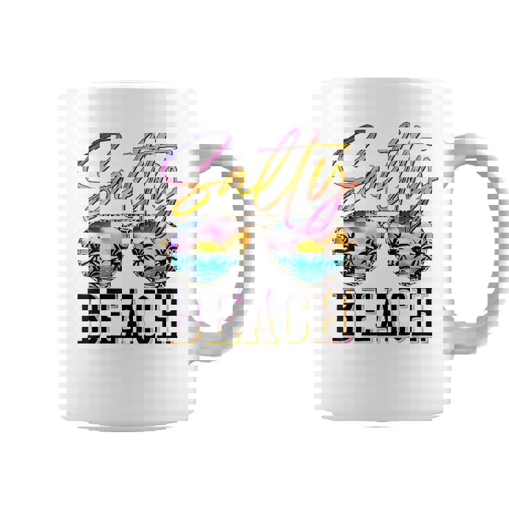 Salty Beach Sunset Sunglasses Summer Vacation Beach Party Graphic Print Coffee Mug