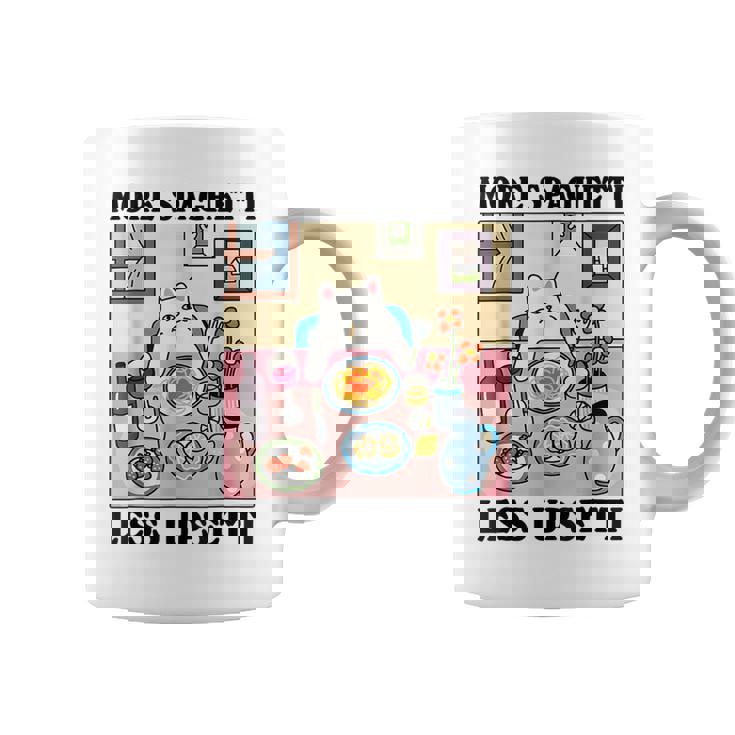 More Spaghetti Less Upsetti Cute Cat Quote Coffee Mug