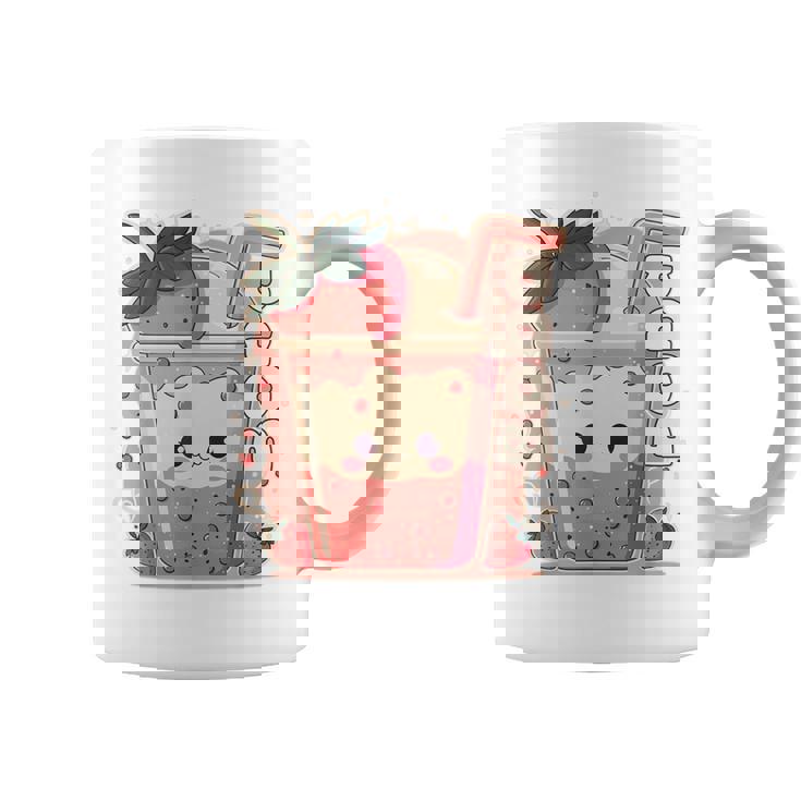 Strawberry Boba Anime Bubble Tea Neko Girls Kawaii Teen Graphic Print Coffee Mug