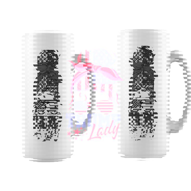 Trump Lady Inauguration Day 2025 Messy Bun American Flag Coffee Mug