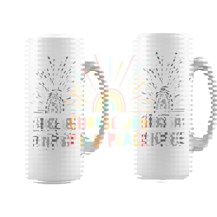 Vintage Choose Joy Find Peace Mensaje Positivo Manga Larga Taza de café