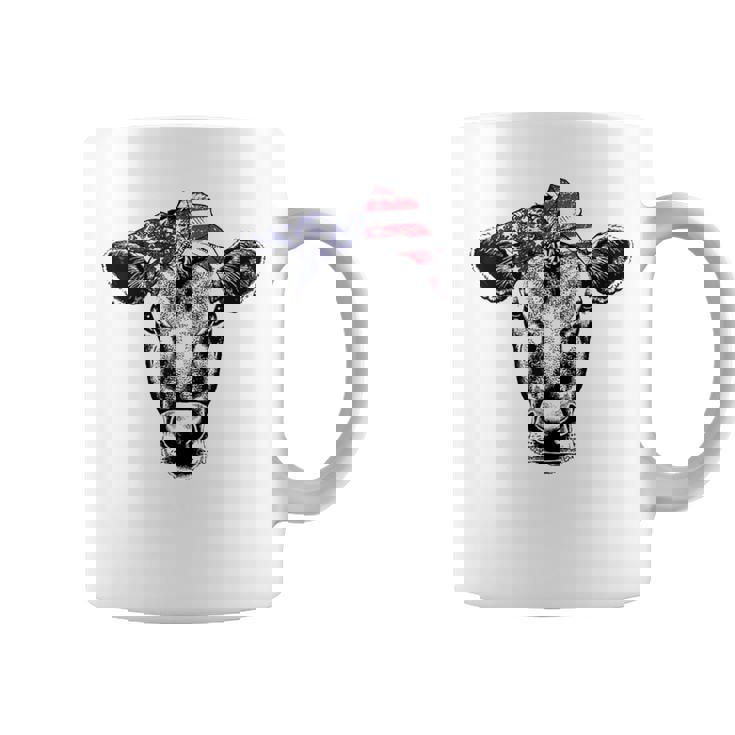 Vintage Patriot Cow Farm 4th Of July American Flag Graphic Print Coffee Mug