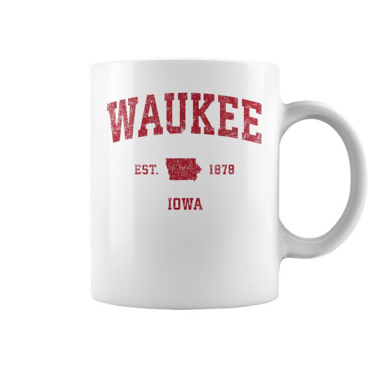 Waukee Iowa Iaintage-Sportdesign Roter Druck Tassen