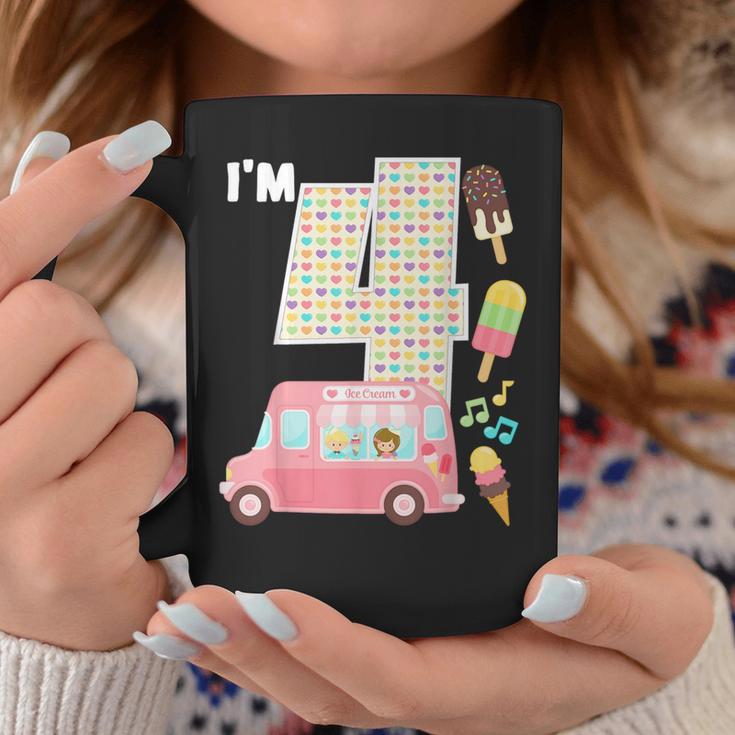 4Th Birthday Crew Ice Cream Truck I'm 4 Bday Ice Cream Party Taza de café Regalos divertidos