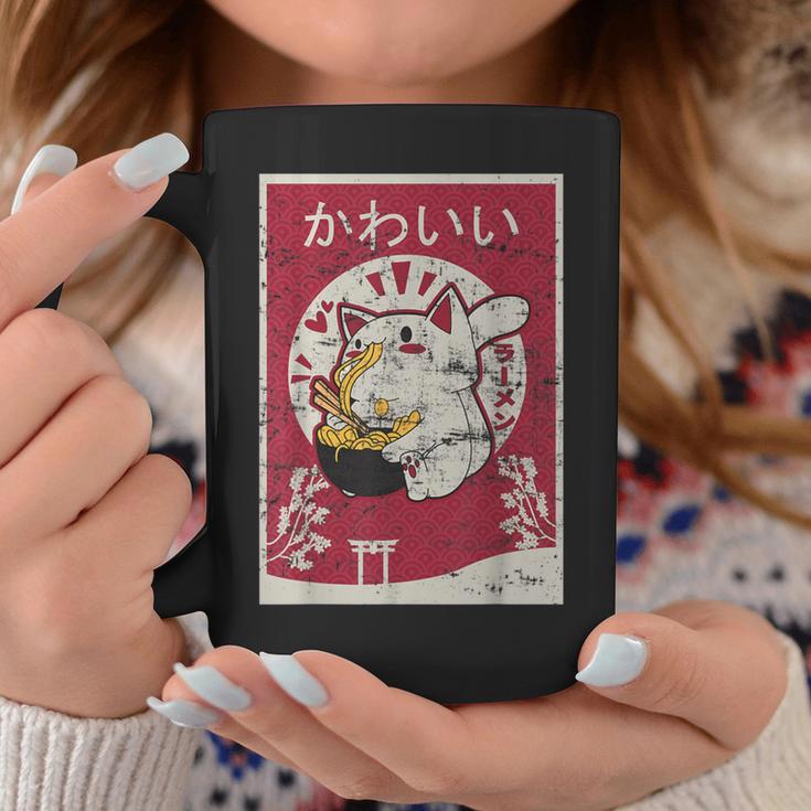 Anime Ramen Cat Retro Japanese Wooden Blockintage Kawaii Cat Tassen Lustige Geschenke