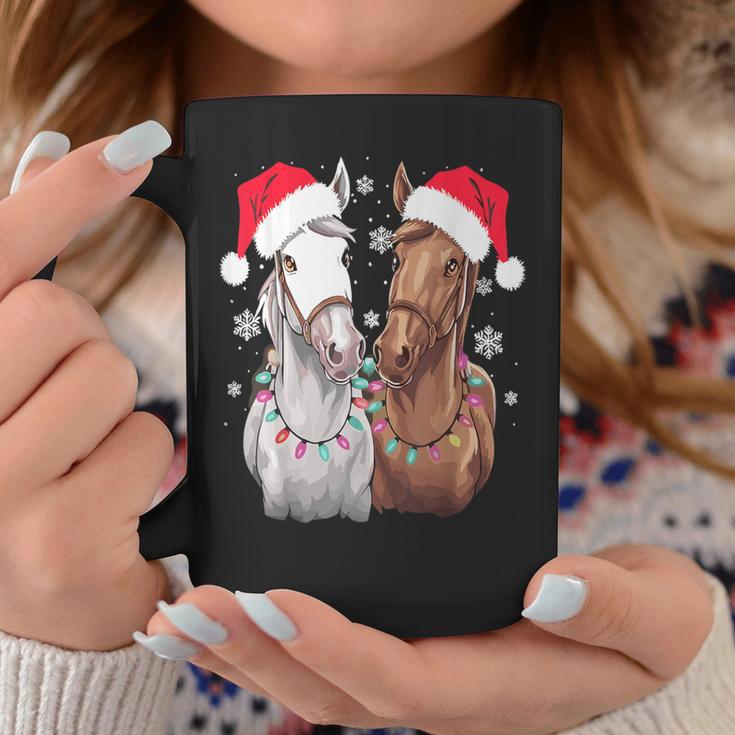 Christmas Lights For Horse Lovers Reindeer Santa Hat Horse Christmas Tassen Lustige Geschenke