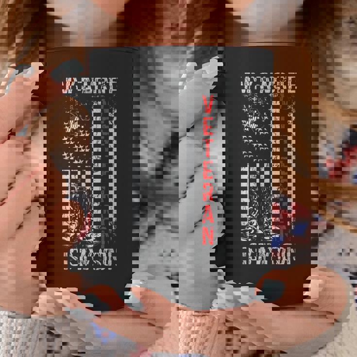 My Favorite Veteran Is My Son Us Flag Retro Veteran Day Coffee Mug Personalized Gifts