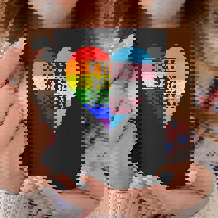 Free Mom Hugs Rainbow LGBT Gay Pride Transgender Flag Heart Graphic Print Coffee Mug Unique Gifts