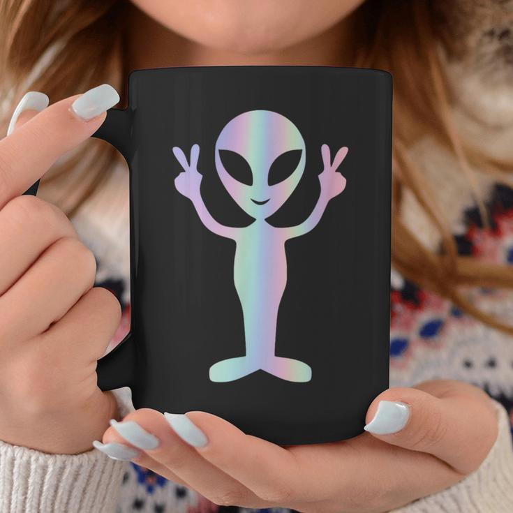 Alien Peace Sign Smiling Face Rave Music Trippy Tassen Lustige Geschenke