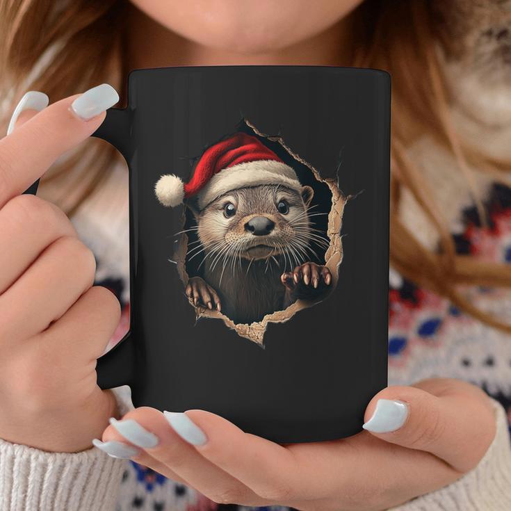 Otter With Christmas Hat Sunglasses Cute Otter Tassen Lustige Geschenke