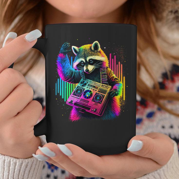 Future Raccoon Dj Retro Party Dj Badger Synthwave Tassen Lustige Geschenke