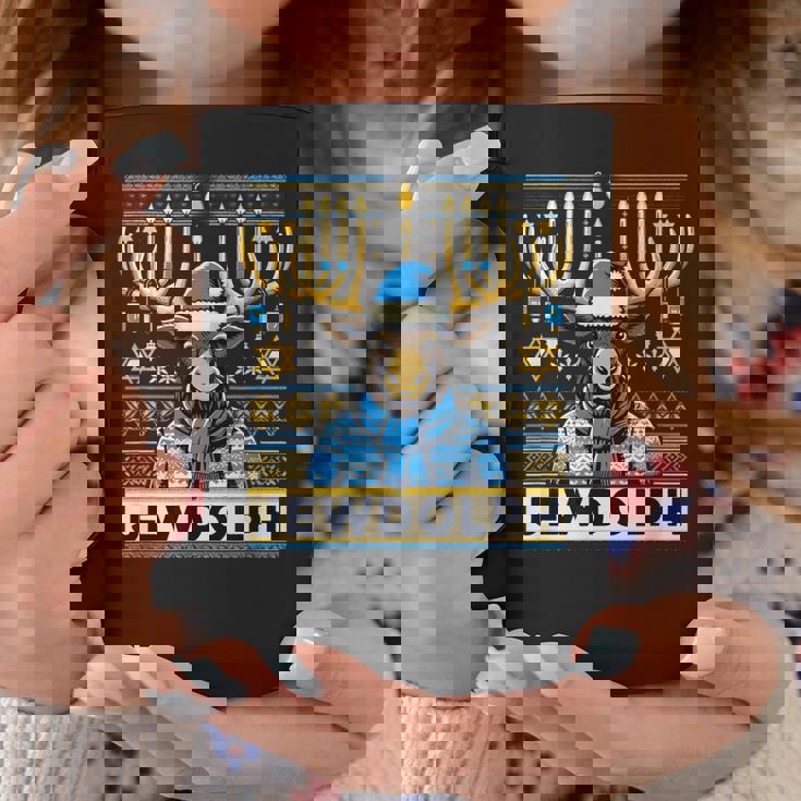 Jewdolph Ugly Happy Hanukkah Moose Menorah Jewish Coffee Mug Unique Gifts