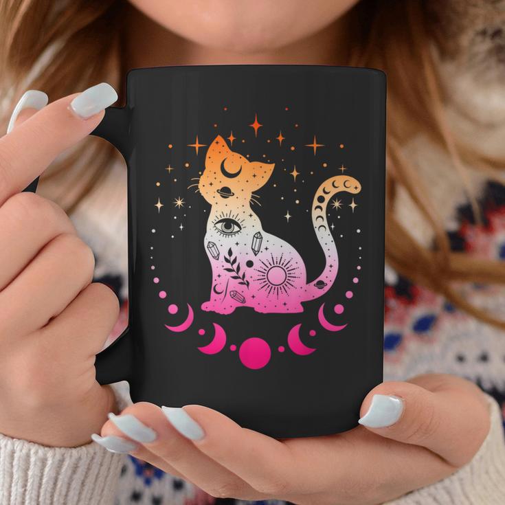 Lesbian Astrology Cat Moon Phases Lesbian Flag Tassen Lustige Geschenke