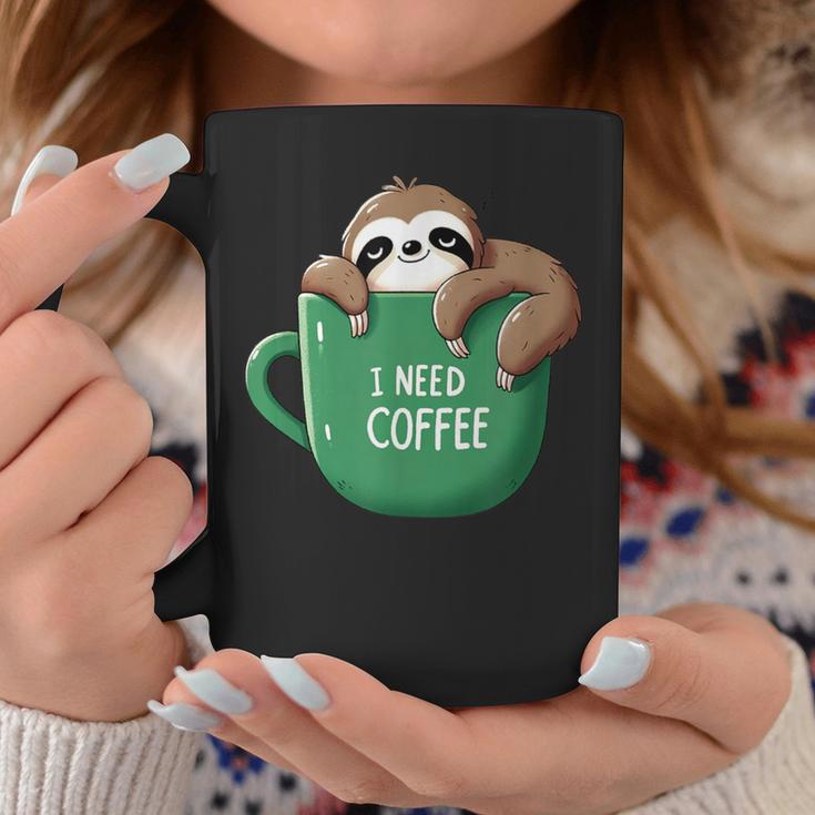 I Need Coffee Sloth Coffee Tired Sleeping Tassen Lustige Geschenke