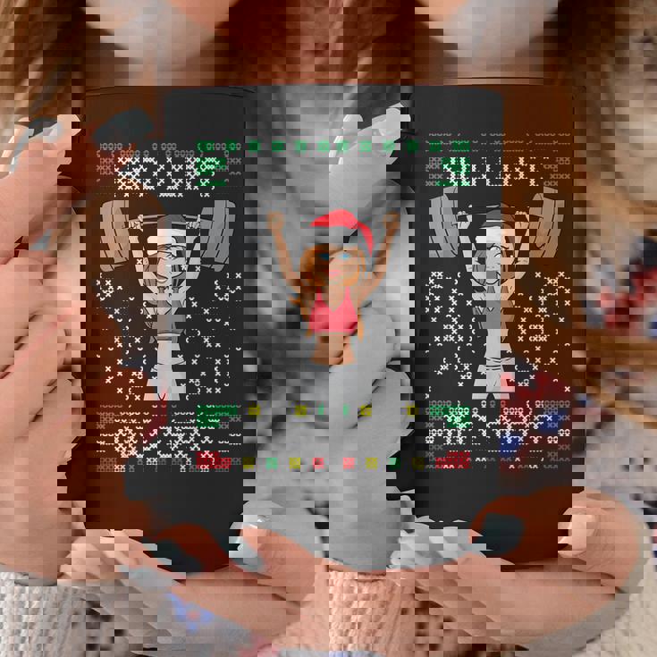 No Lift No Ugly Christmas Sweater Gym Miss Santa Claus Taza de