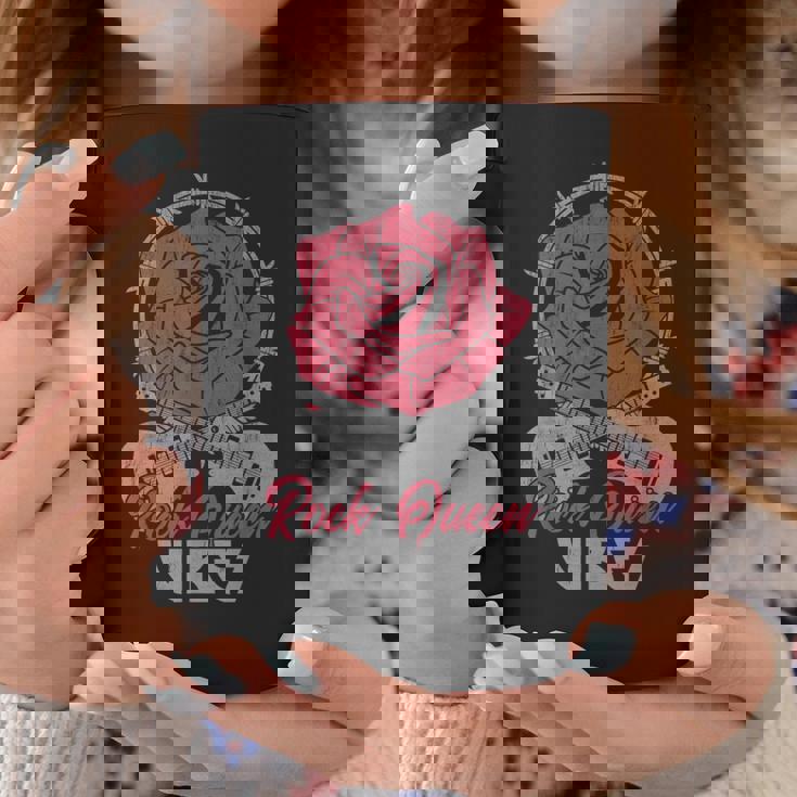 Rock Queenibes Guitarraintage Rose Rock Music Taza de café Regalos divertidos
