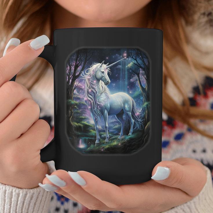 Unicorn Standing In The Forest Fantasy Nature Universe Tassen Lustige Geschenke