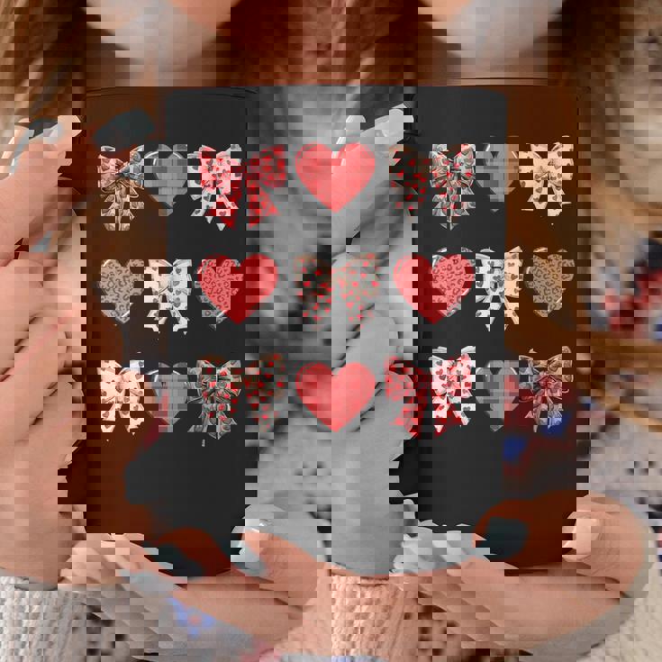 Valentines Day Hearts Leopard Coquette Bow Girls Boys Coffee Mug Unique Gifts