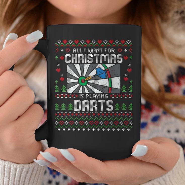 All I Want For Christmas Is Playing Darts Ugly Xmas Sweater Tassen Lustige Geschenke