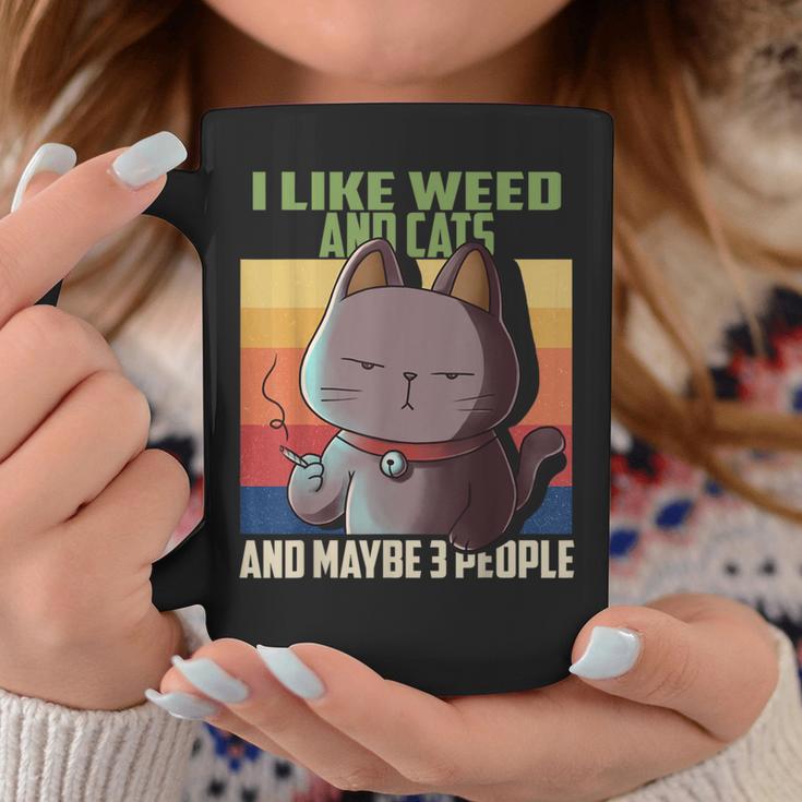 I Like Weed Cats And Maybe 3 People Cat Cannabis Grass Tassen Lustige Geschenke