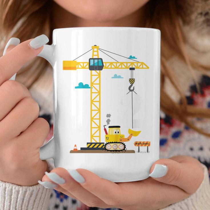 Children's 2Nd Birthday Boys With Crane And Digger Construction Site Tassen Lustige Geschenke