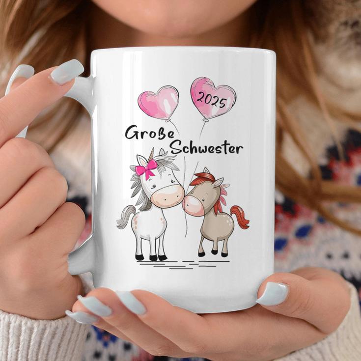 Children's Big Sister 2025 Horses Baby Pregnancy Announcement Gray Tassen Lustige Geschenke