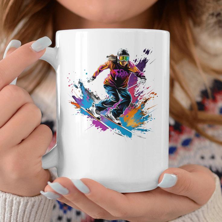 Colourful Ski Jumper Girl On Women's Ski Jumping Long-Sleeved Tassen Lustige Geschenke