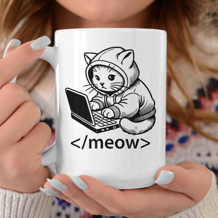 Kitten Developer Meow Code Block Laptop Cat Hacker Divertido Taza de café Regalos divertidos