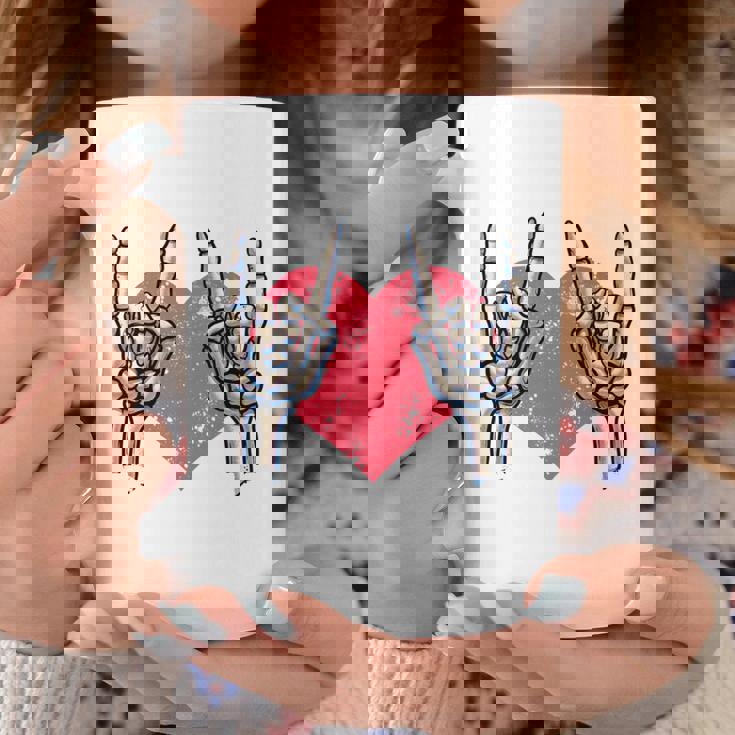 Let's Rock And Roll Musicintage Corazón Concierto Rock Manga Larga Taza de café Regalos divertidos