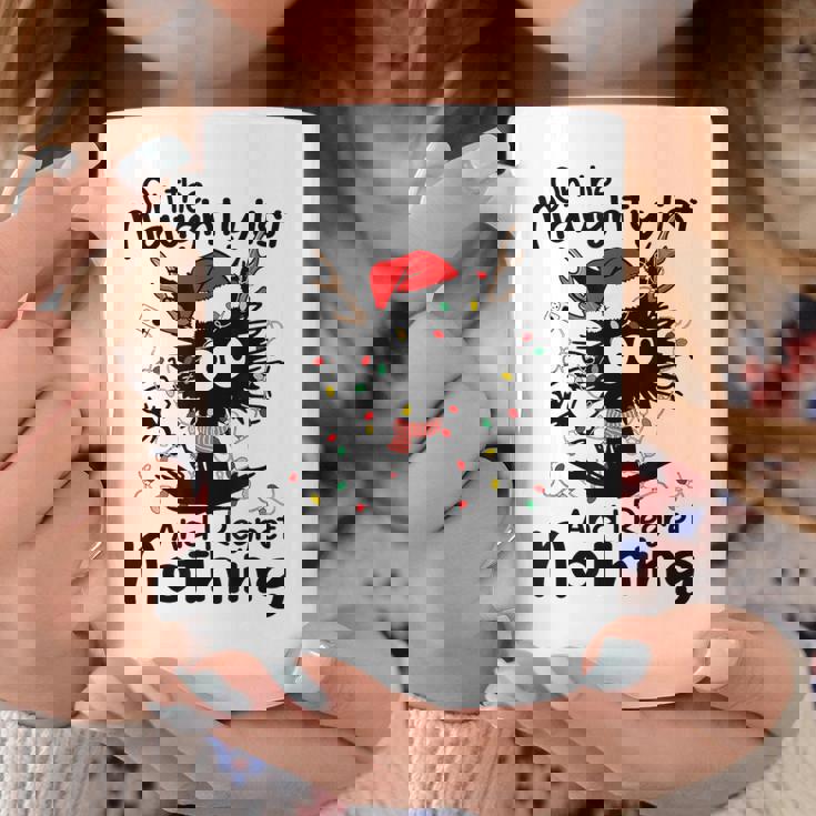 On The Naughty List I Regret Nothing Cat Christmas Lights Graphic Print Coffee Mug Unique Gifts