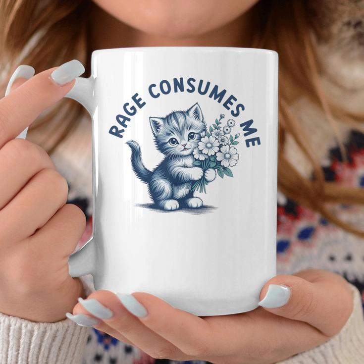 Rage Consumes Me Cat Flower Cute Kitty Cat Meme Gray Tassen Lustige Geschenke