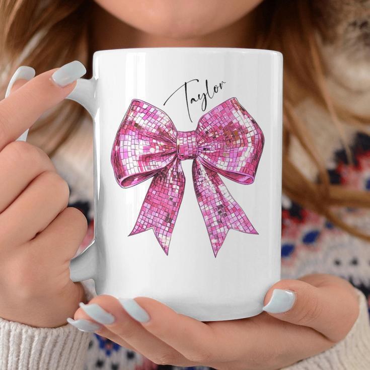 Taylor Lover First Name N Girls Pink Disco Ball Bow Tassen Lustige Geschenke