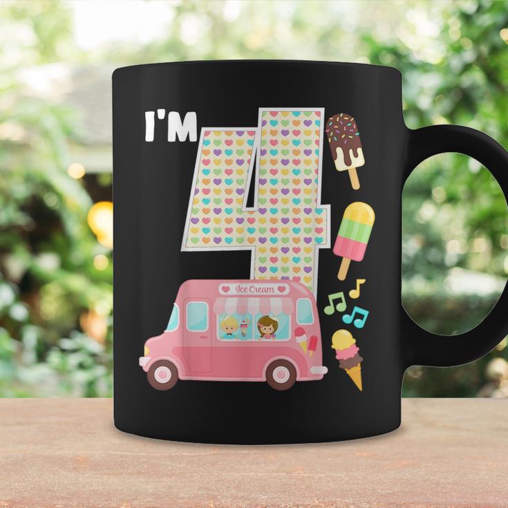 4Th Birthday Crew Ice Cream Truck I'm 4 Bday Ice Cream Party Taza de café Ideas de regalos