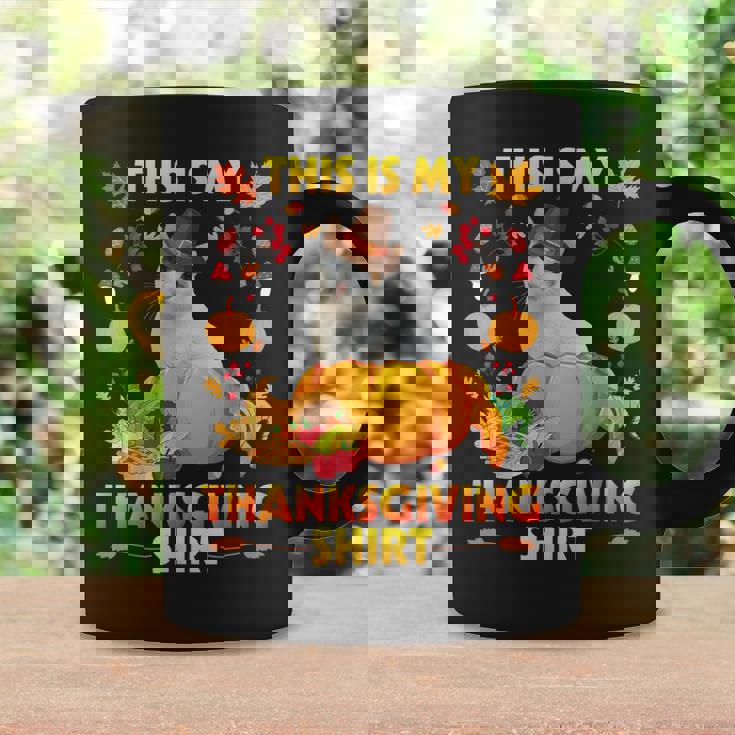 Apanese Bobtail Cat With Pie Fruits This Is My Thanksgiving Graphic Print Coffee Mug Gifts ideas